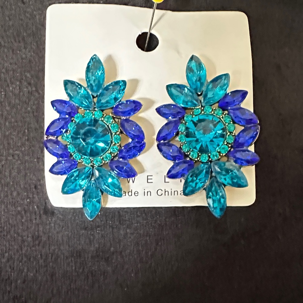 Blue and Turquoise Statement Earrings